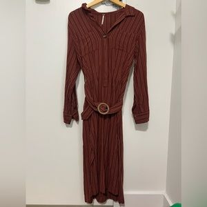 Free People Button Up Dress with Belt | S